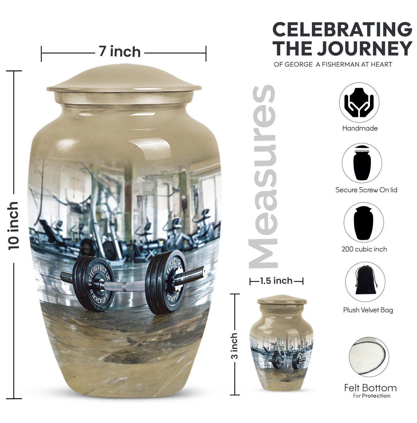 10-inch classic Dumbles urn for adult ashes, 