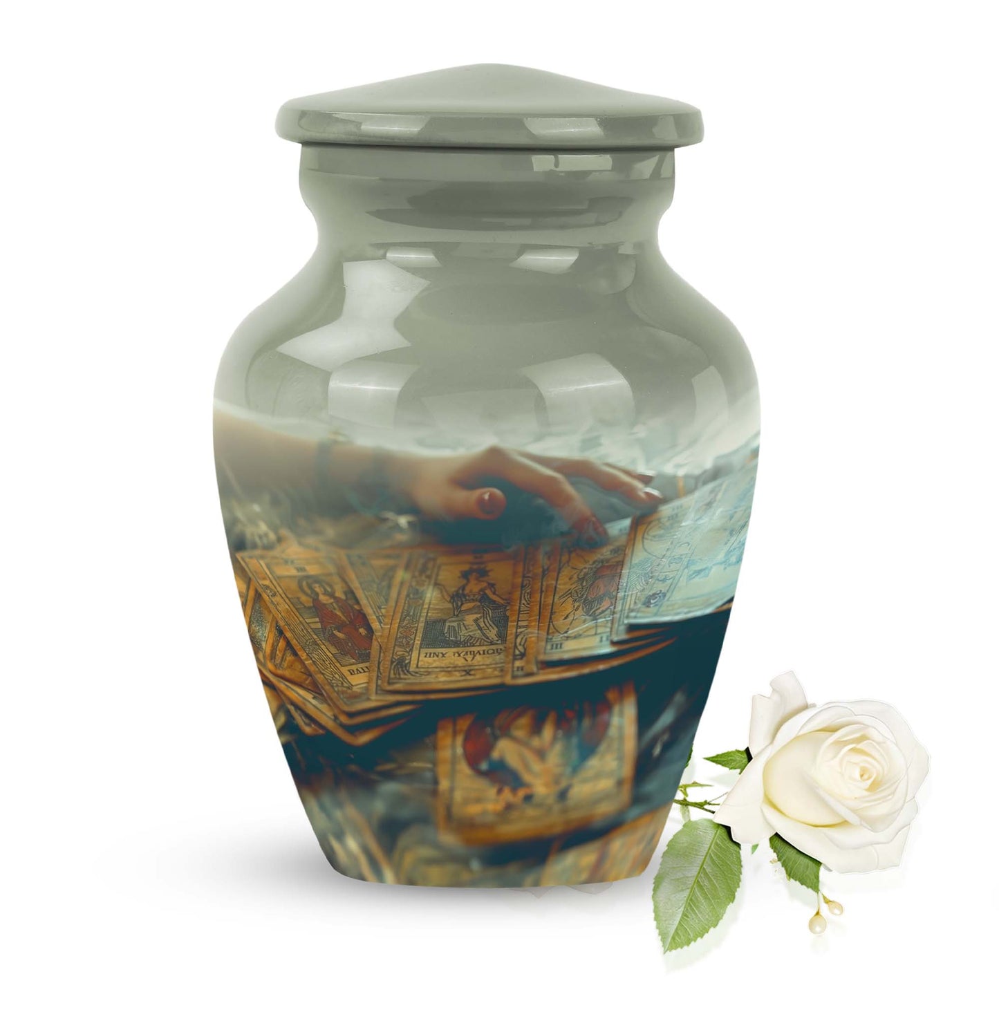 Classic 10-inch tarot urn for ashes.