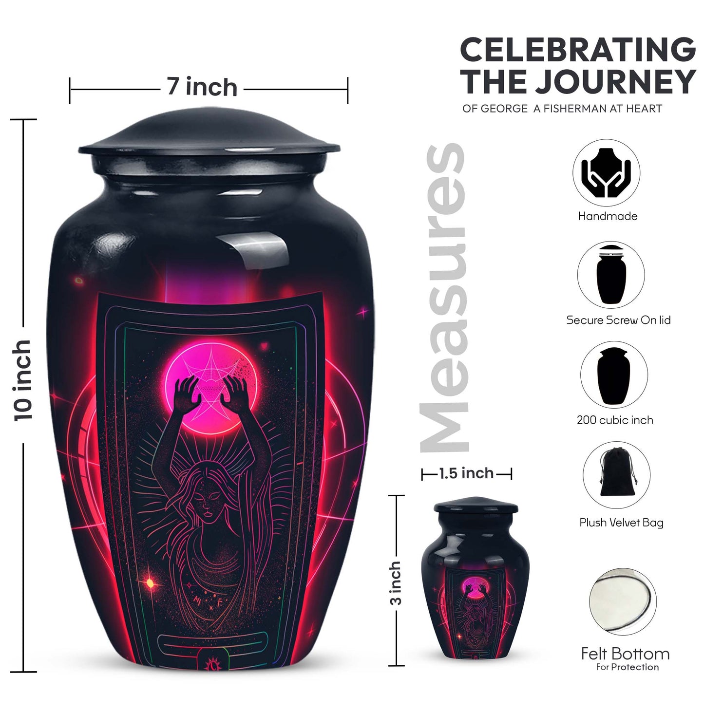 Classic 10-inch Tarot Urn made of aluminium for adult 