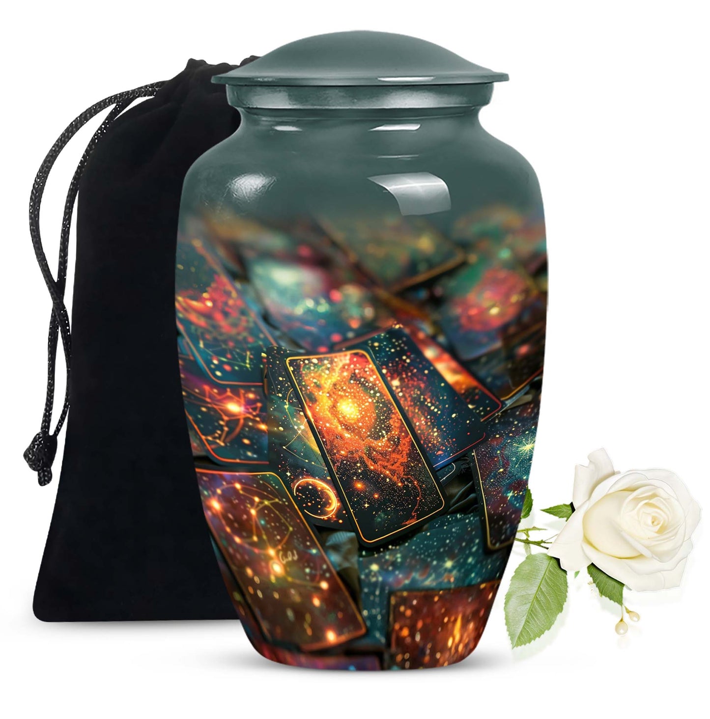 Tarot urn for adult human ashes