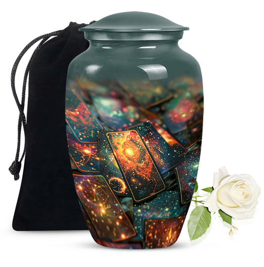 Tarot urn for adult human ashes
