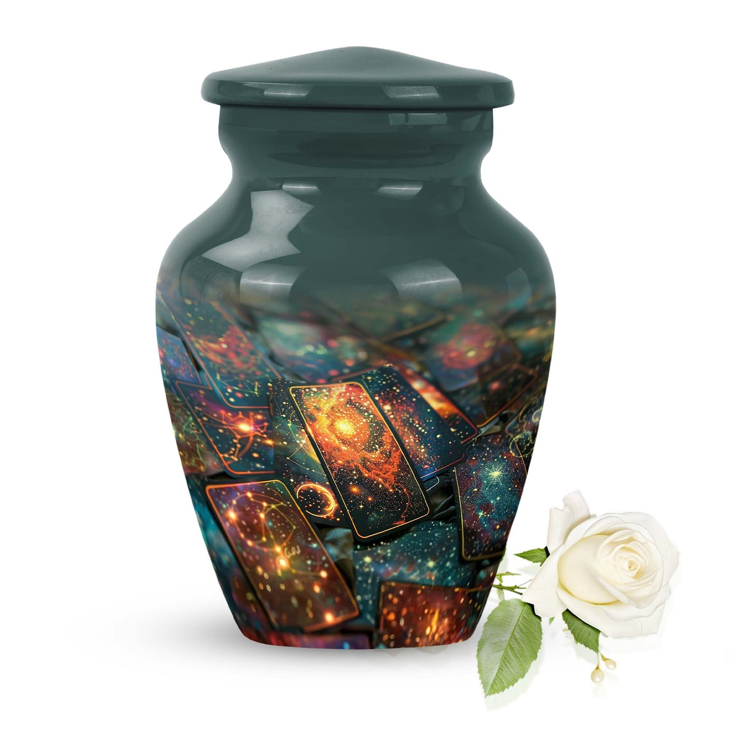 Tarot urn for adult human ashes