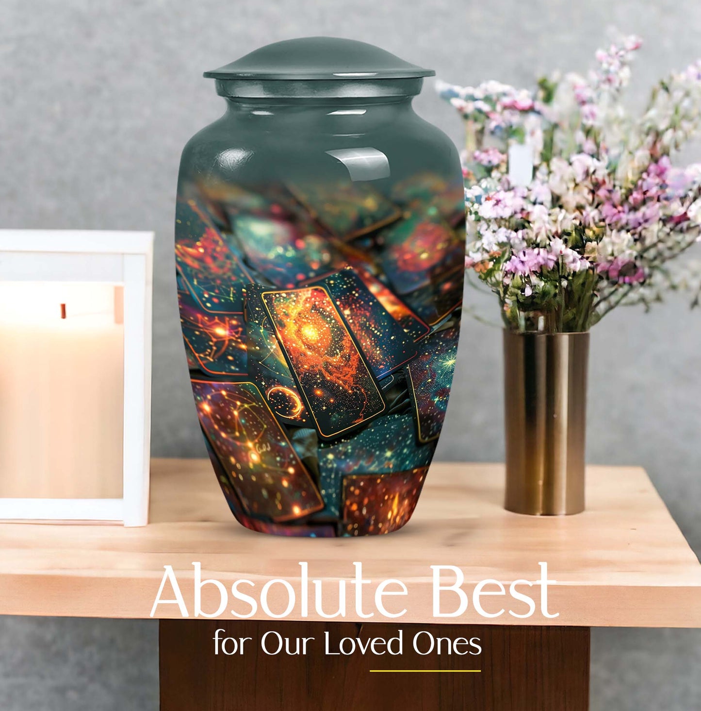 Tarot urn for adult human ashes