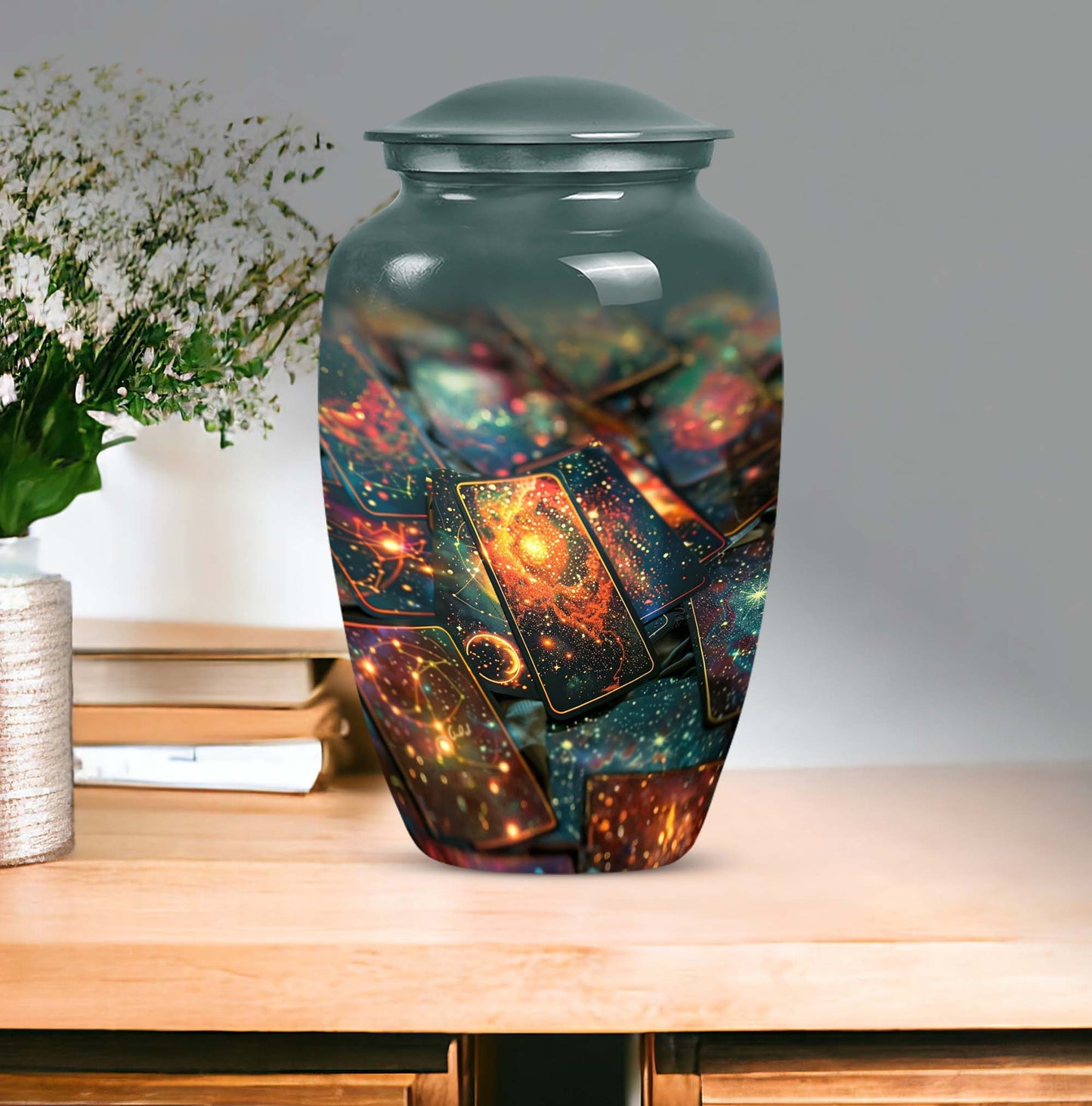 Tarot urn for adult human ashes