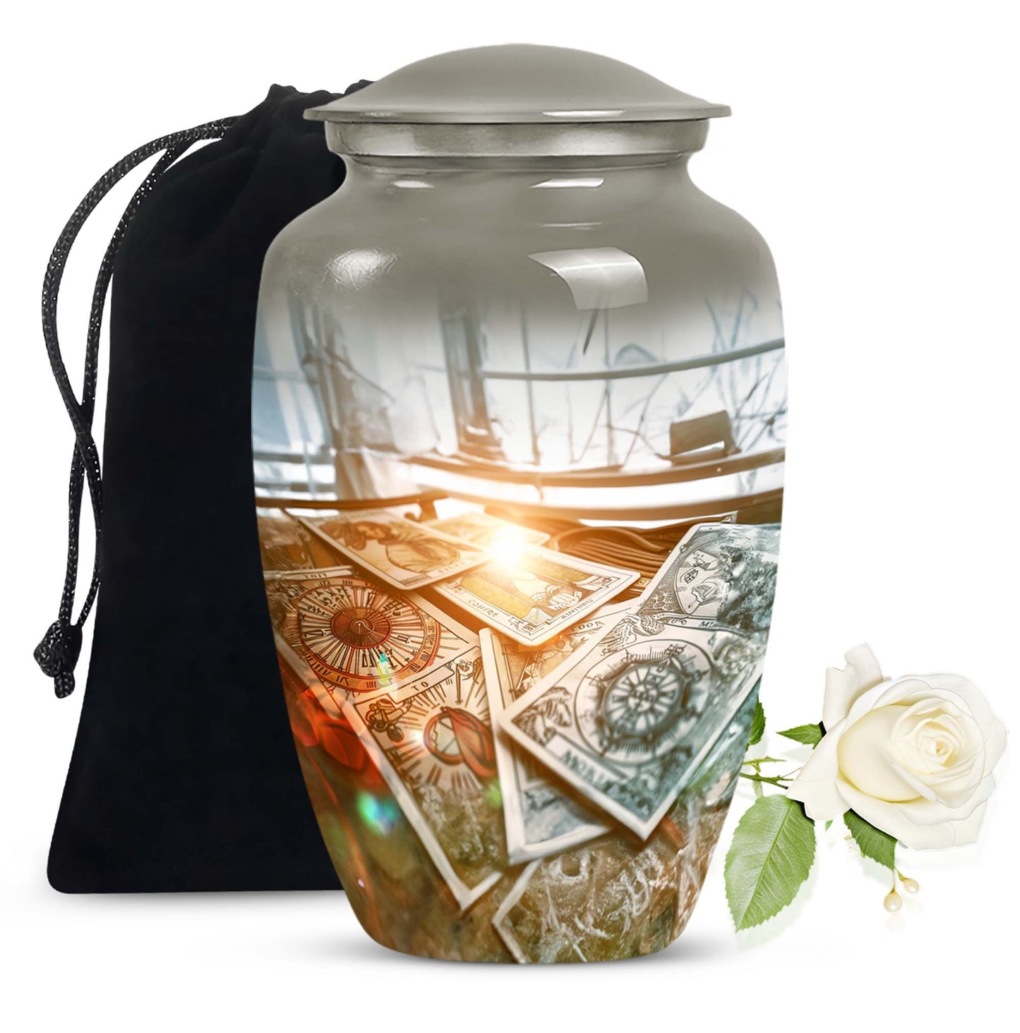 10-inch Classic Tarot Urn made of Aluminium with abstract 