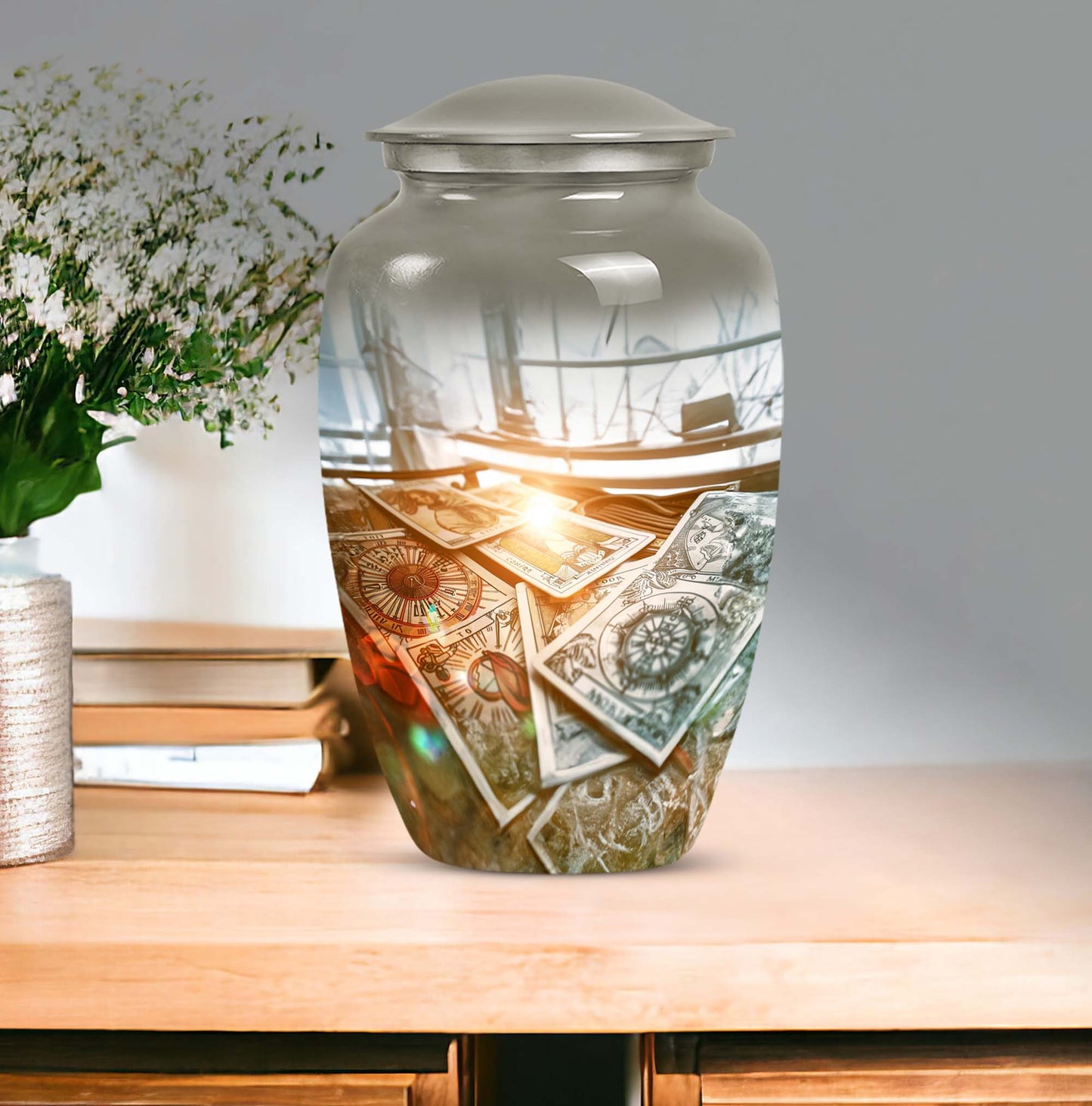 10-inch Classic Tarot Urn made of Aluminium with abstract 