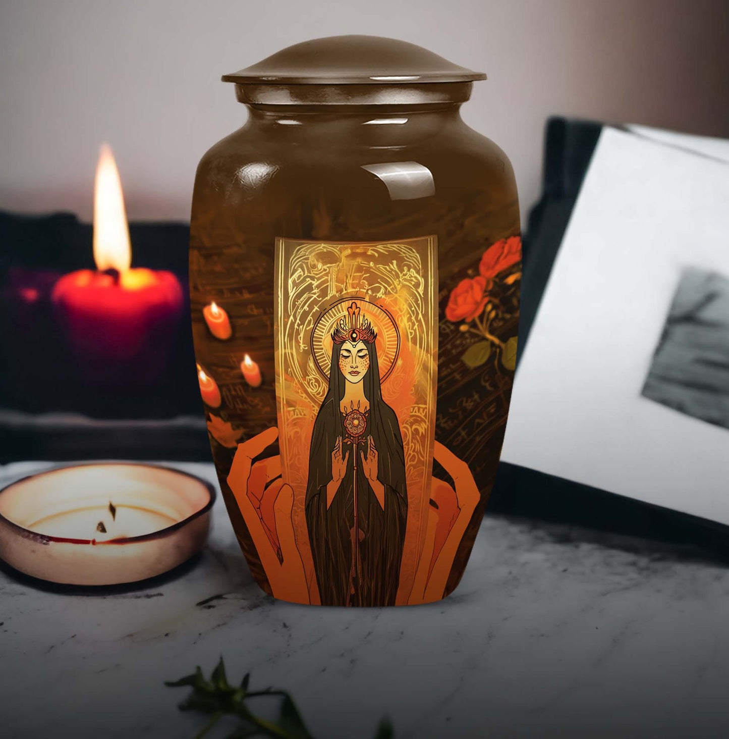 10-inch Tarot Urn, aluminium memorial forever urn.