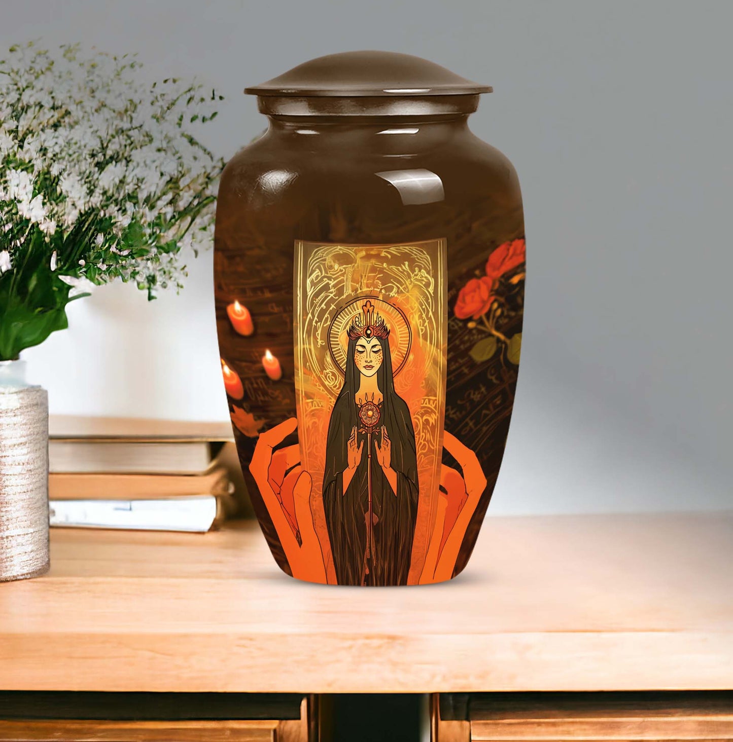 10-inch Tarot Urn, aluminium memorial forever urn.