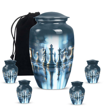 10 inch large Urn with 4 Keepsake 3 Inch Urns