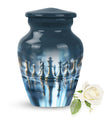 classic chess-themed aluminium cremation urn.