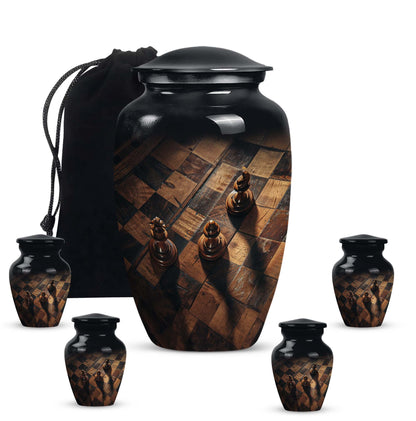 10 inch classic aluminium Chess Urn, a memorial cremation 