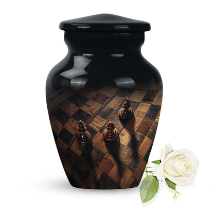 10 inch classic aluminium Chess Urn, a memorial cremation 