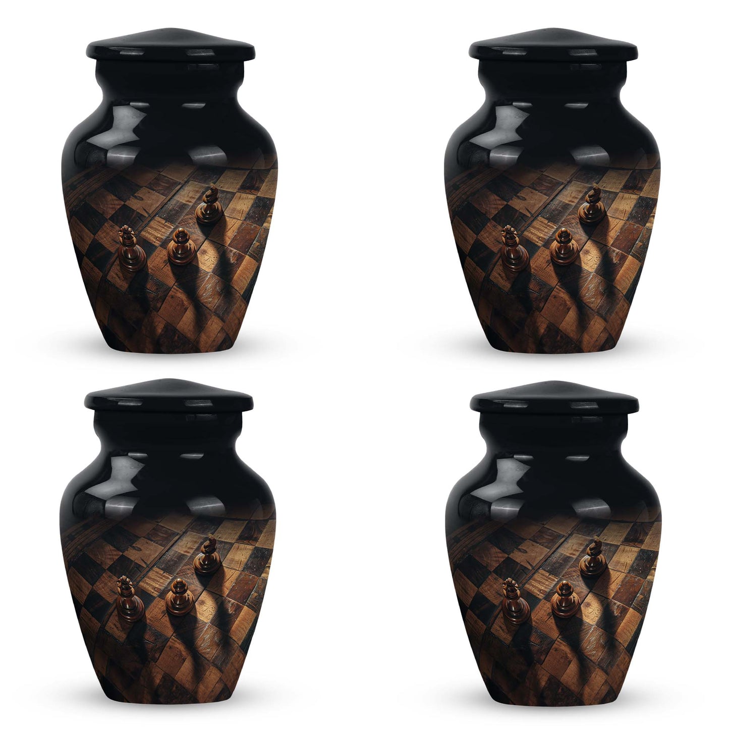 10 inch classic aluminium Chess Urn, a memorial cremation 