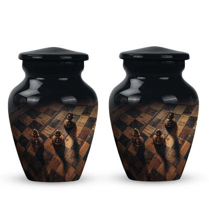 10 inch classic aluminium Chess Urn, a memorial cremation 