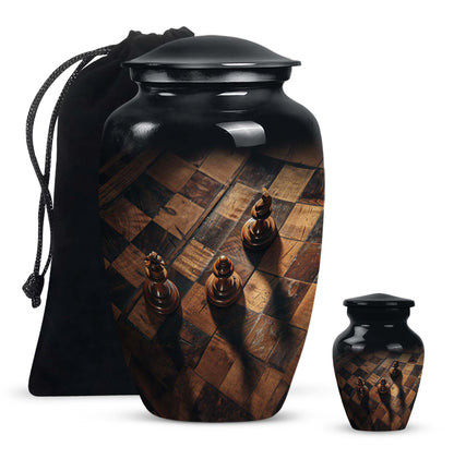 10 inch classic aluminium Chess Urn, a memorial cremation 