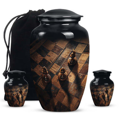 10 inch classic aluminium Chess Urn, a memorial cremation 