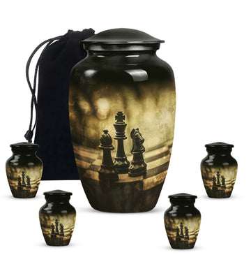 10 inch large Urn with 4 Keepsake 3 Inch Urns