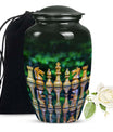 Classic chess-themed 10-inch funeral urn