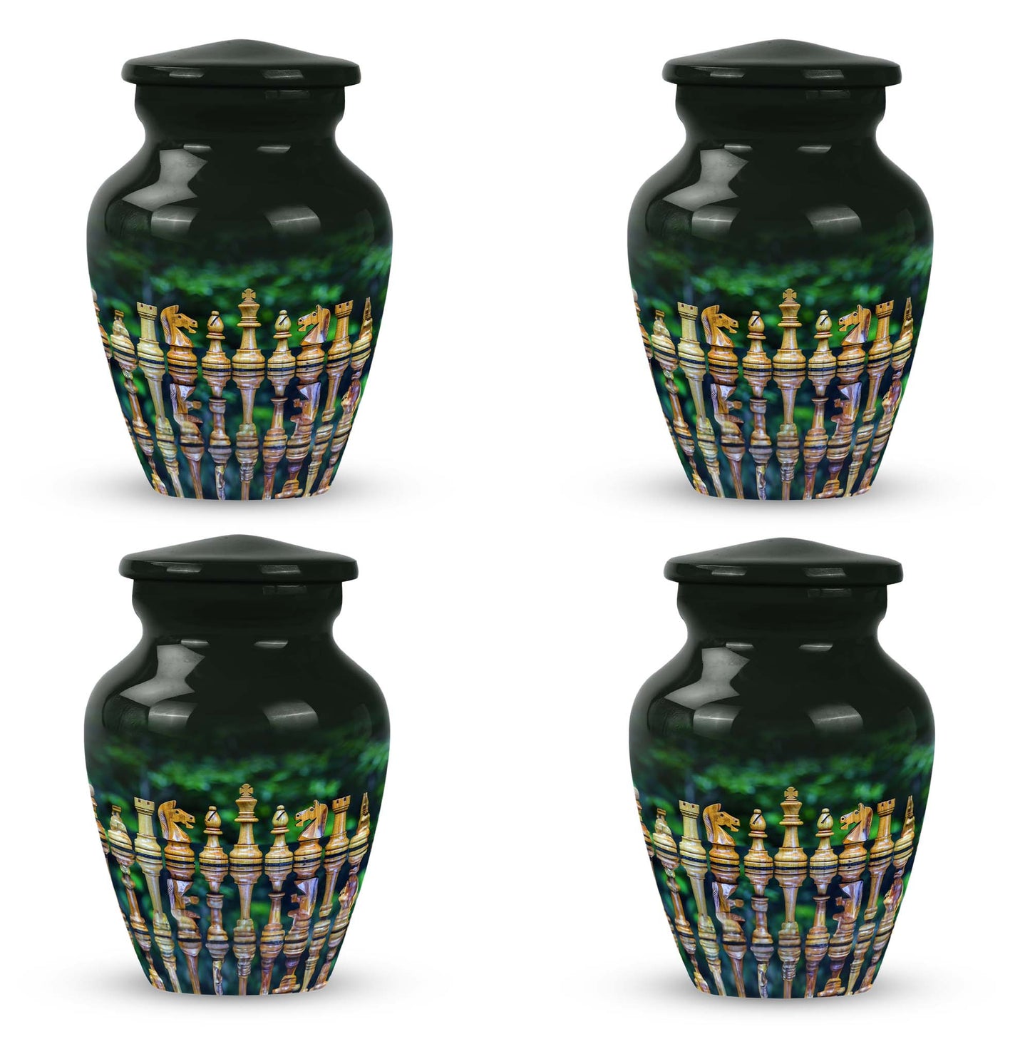 Classic chess-themed 10-inch funeral urn