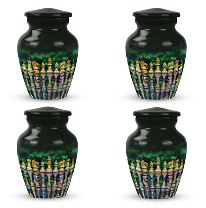Classic chess-themed 10-inch funeral urn