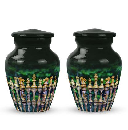 Classic chess-themed 10-inch funeral urn