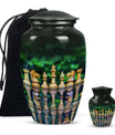 Classic chess-themed 10-inch funeral urn