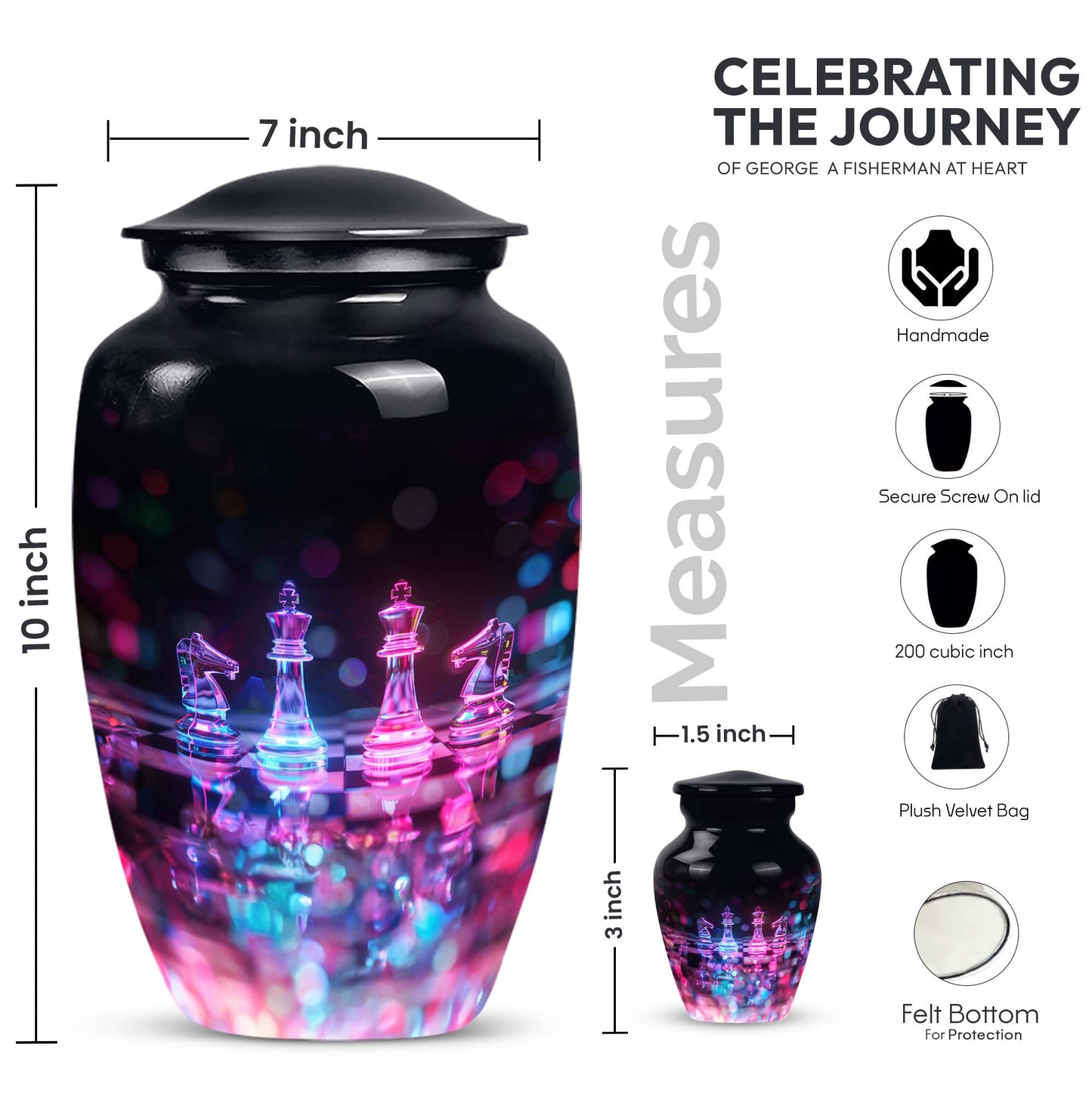 classic chess urn for female memorial urn.
