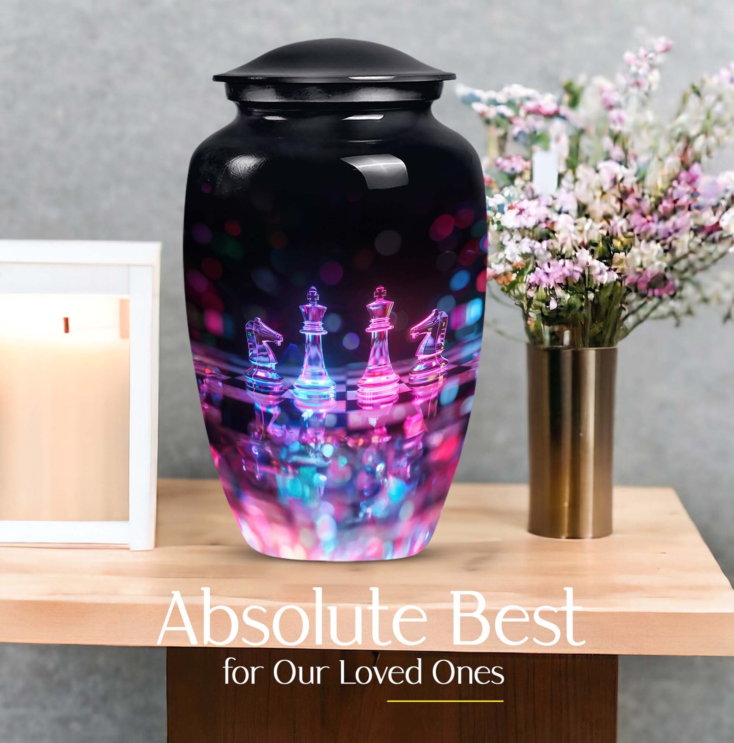 classic chess urn for female memorial urn.
