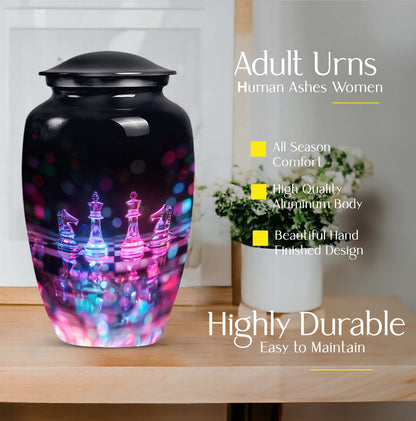 classic chess urn for female memorial urn.