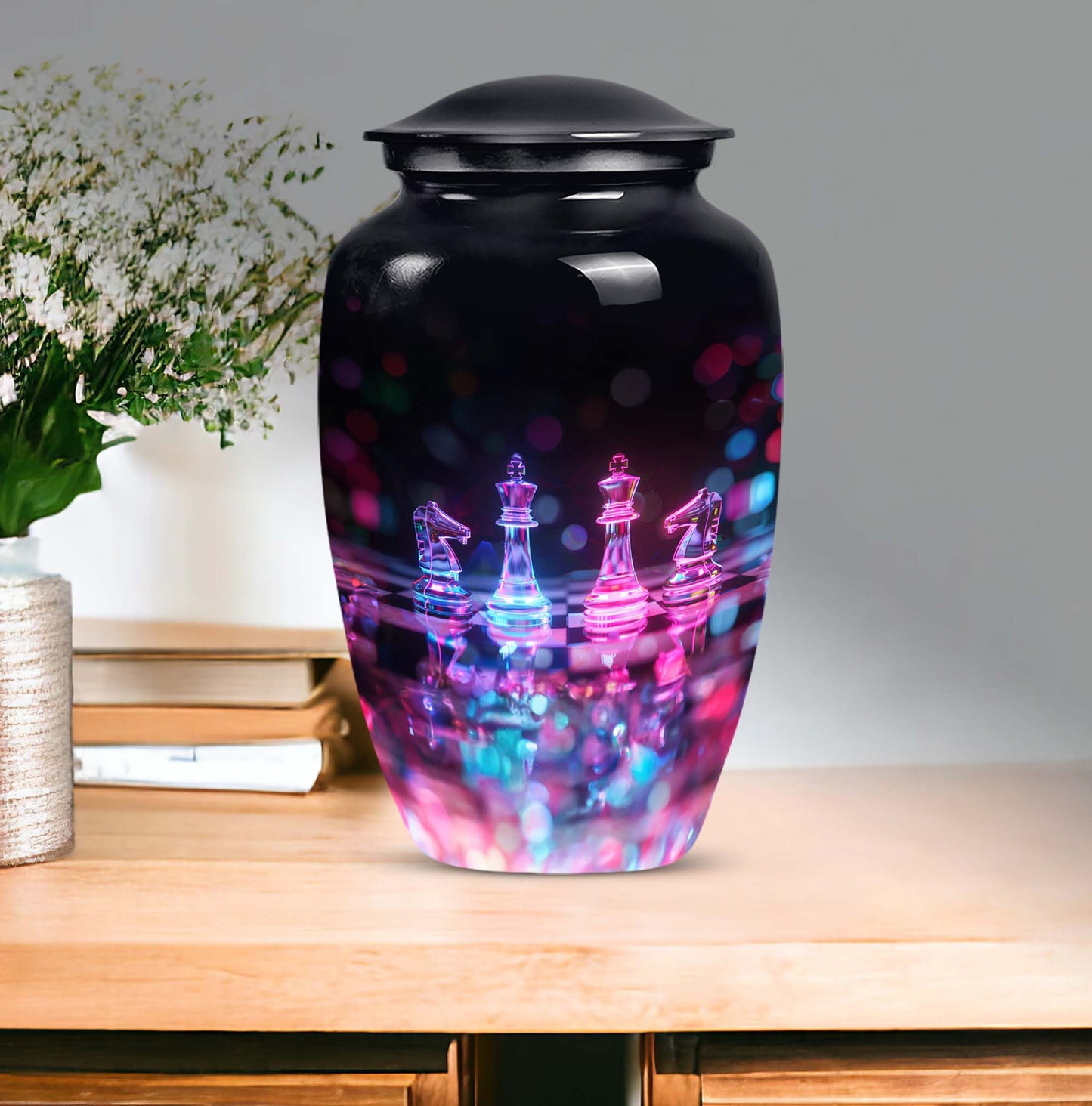 classic chess urn for female memorial urn.