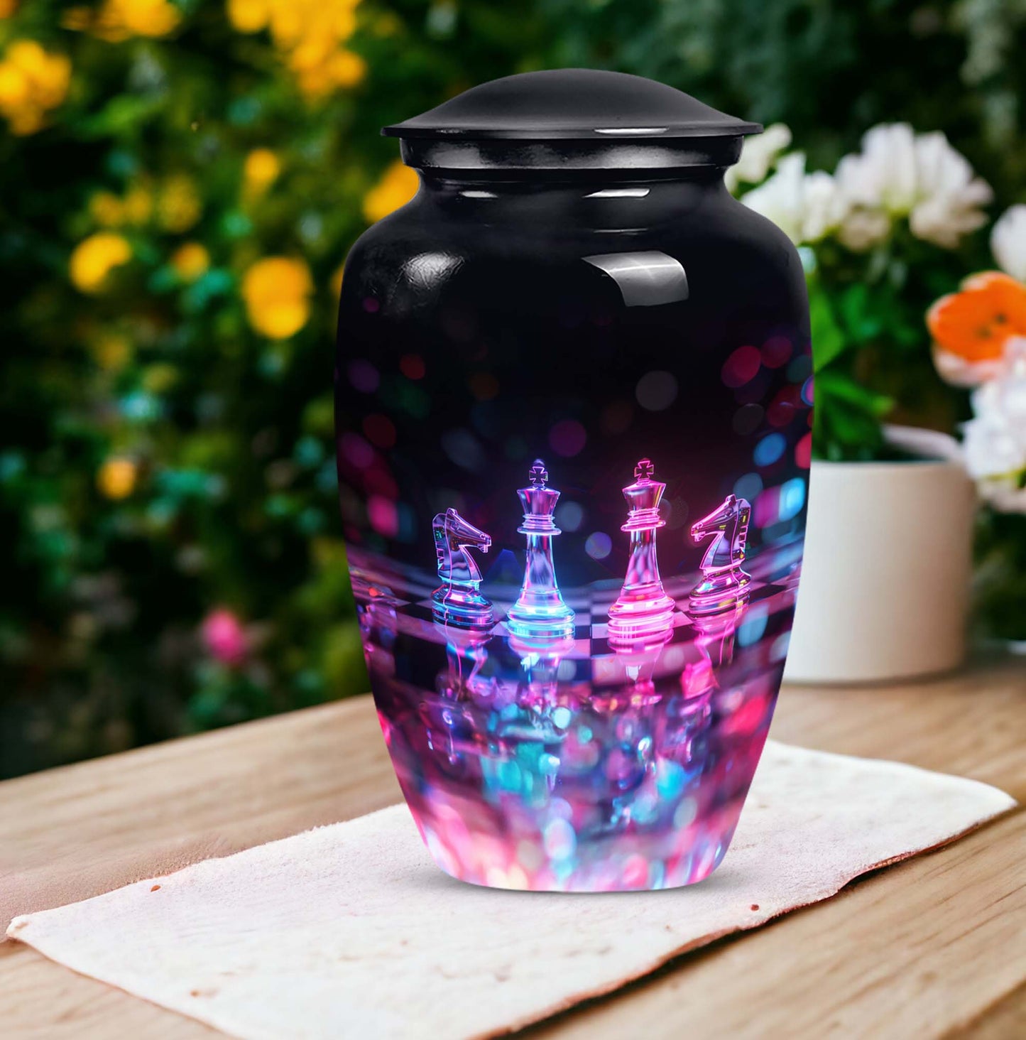 classic chess urn for female memorial urn.