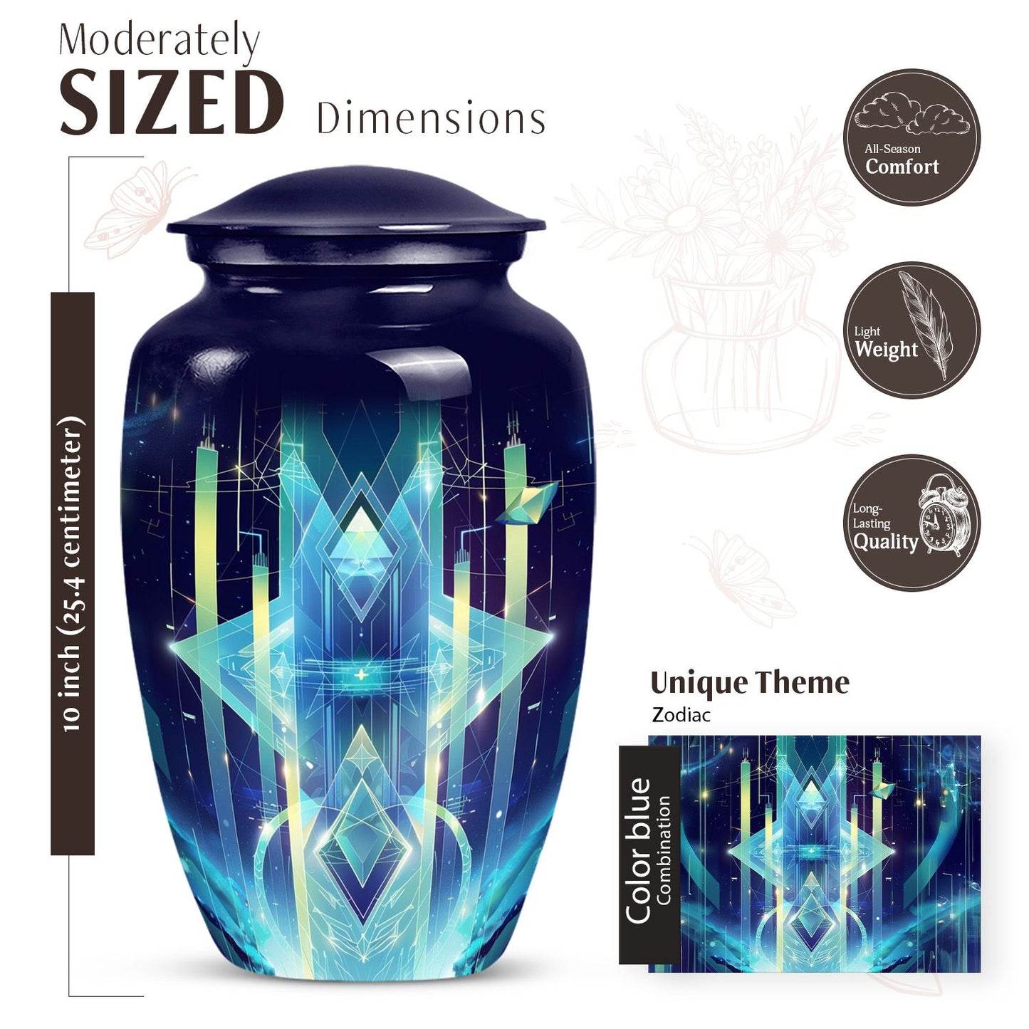 Classic 10 inch Zodiac Urn.