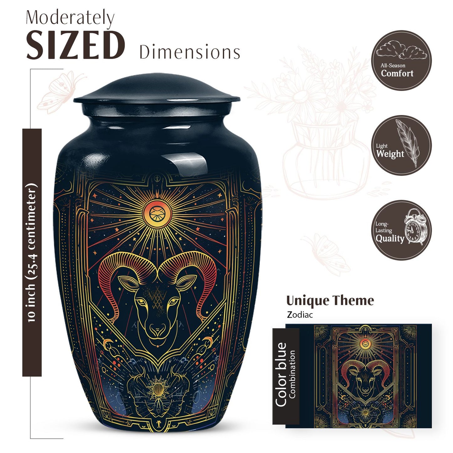  abstract zodiac burial urn 