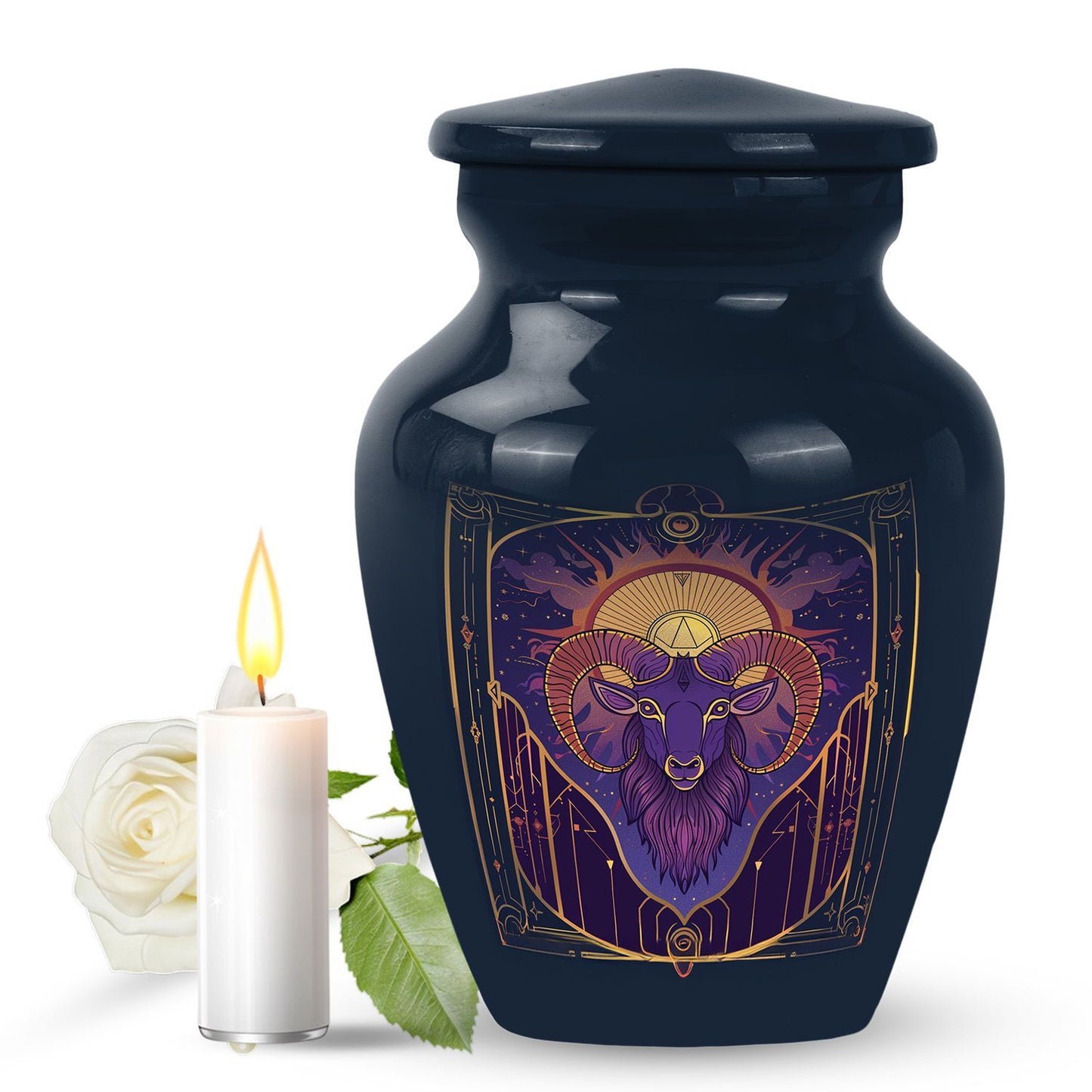 Handcrafted zodiac 10-inch urn for ashes with classic design