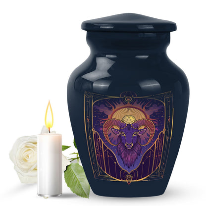 Handcrafted zodiac 10-inch urn for ashes with classic design