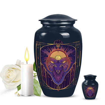 Handcrafted zodiac 10-inch urn for ashes with classic design