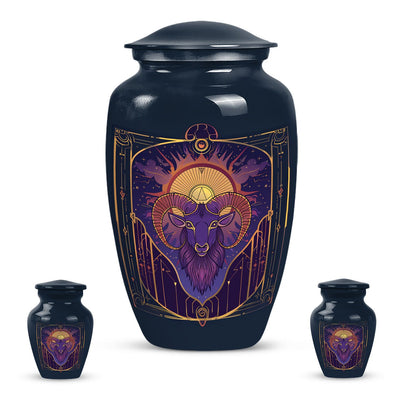Handcrafted zodiac 10-inch urn for ashes with classic design