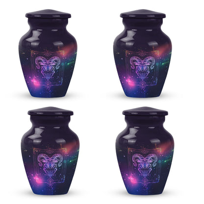10-inch classic zodiac urn in an abstract design for cremation ashes, customizable with engraved names