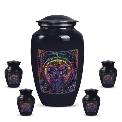 Abstract themed zodiac 10-inch classic funeral urn.