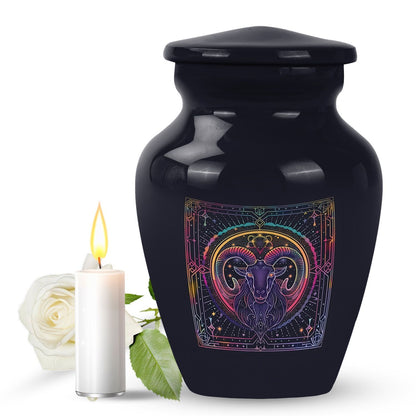 Abstract themed zodiac 10-inch classic funeral urn.