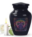 Abstract themed zodiac 10-inch classic funeral urn.