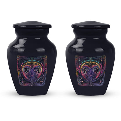 Abstract themed zodiac 10-inch classic funeral urn.