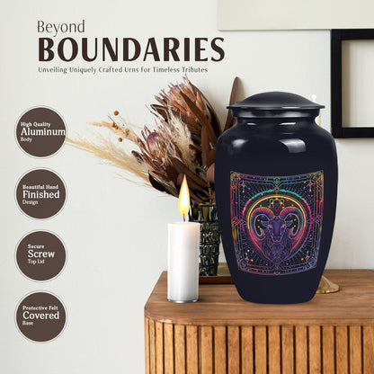 Abstract themed zodiac 10-inch classic funeral urn.