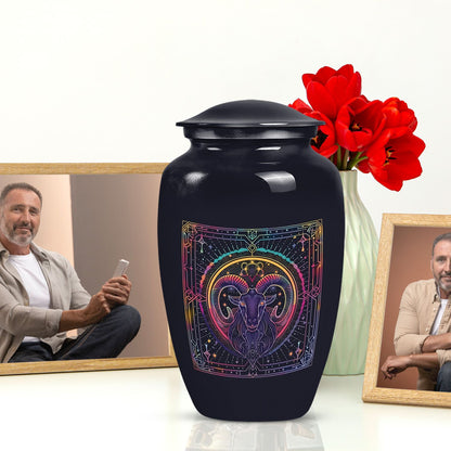 Abstract themed zodiac 10-inch classic funeral urn.
