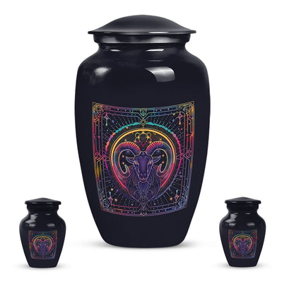 Abstract themed zodiac 10-inch classic funeral urn.