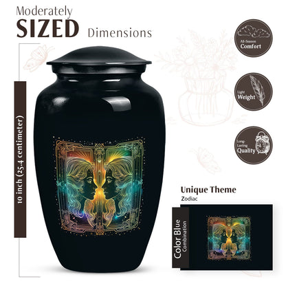 large zodiac urn for woman's ashes