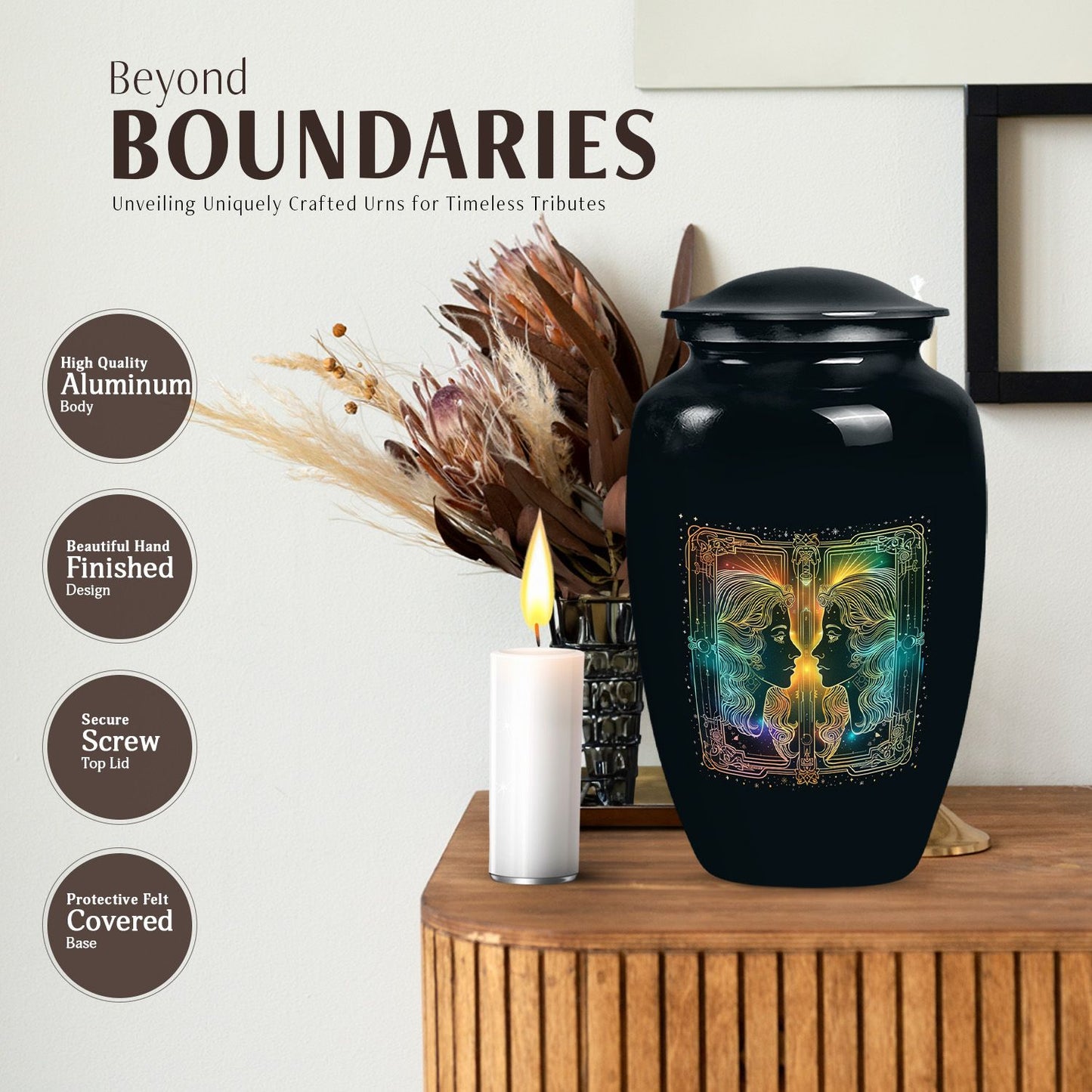 large zodiac urn for woman's ashes