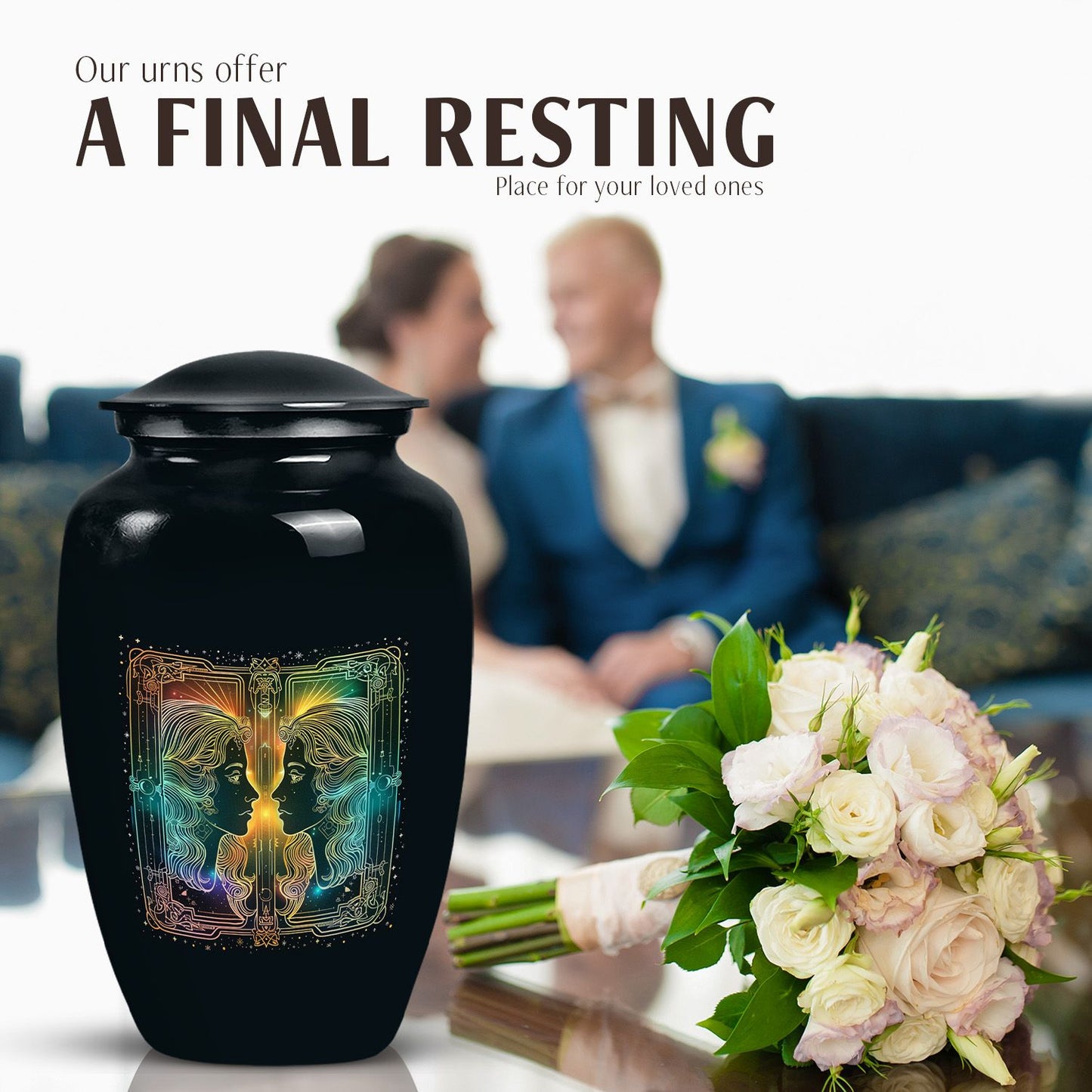 large zodiac urn for woman's ashes