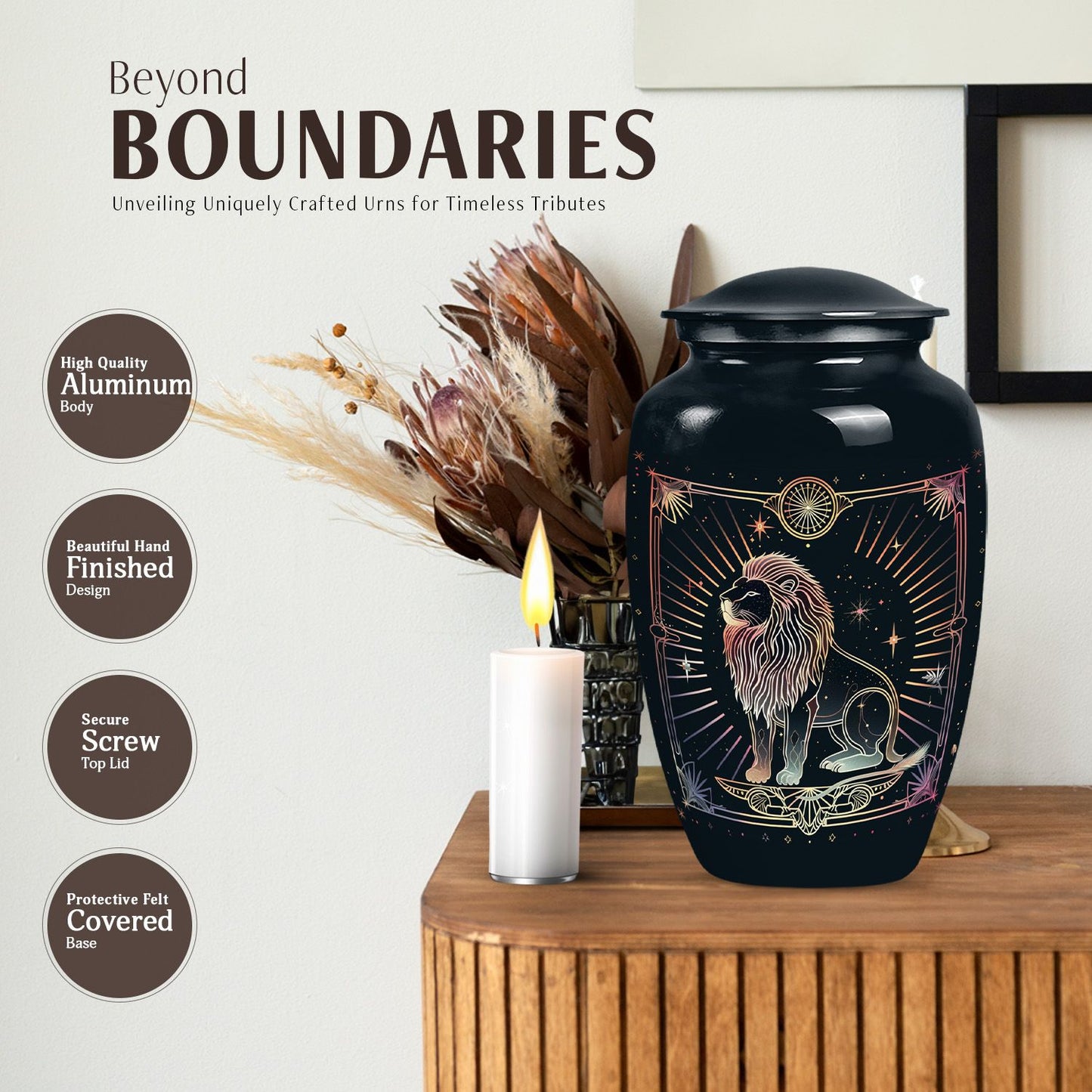  Zodiac Urn, large memorial urn for adult male ashes