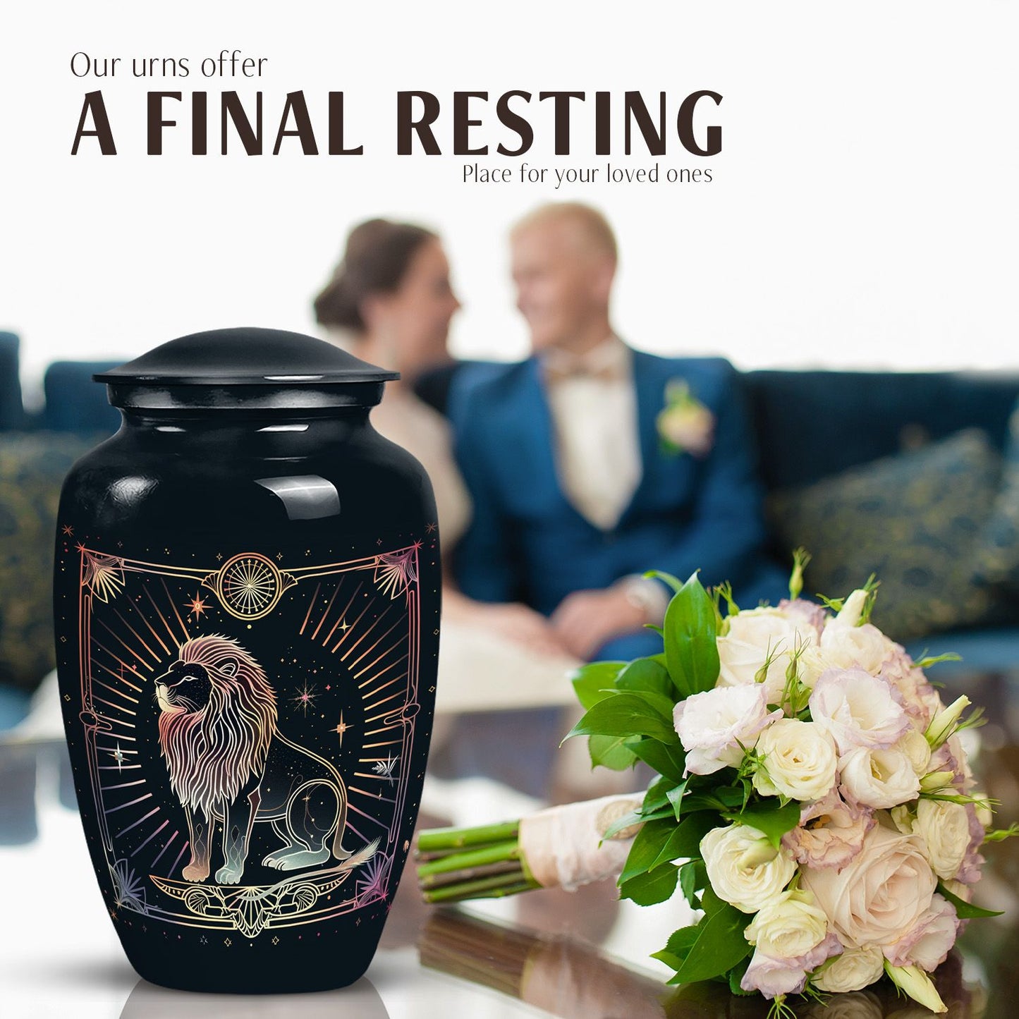  Zodiac Urn, large memorial urn for adult male ashes
